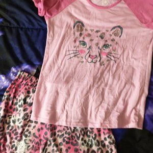 WONDER NATION PINK CHEETAH PAJAMA SET......EUC
